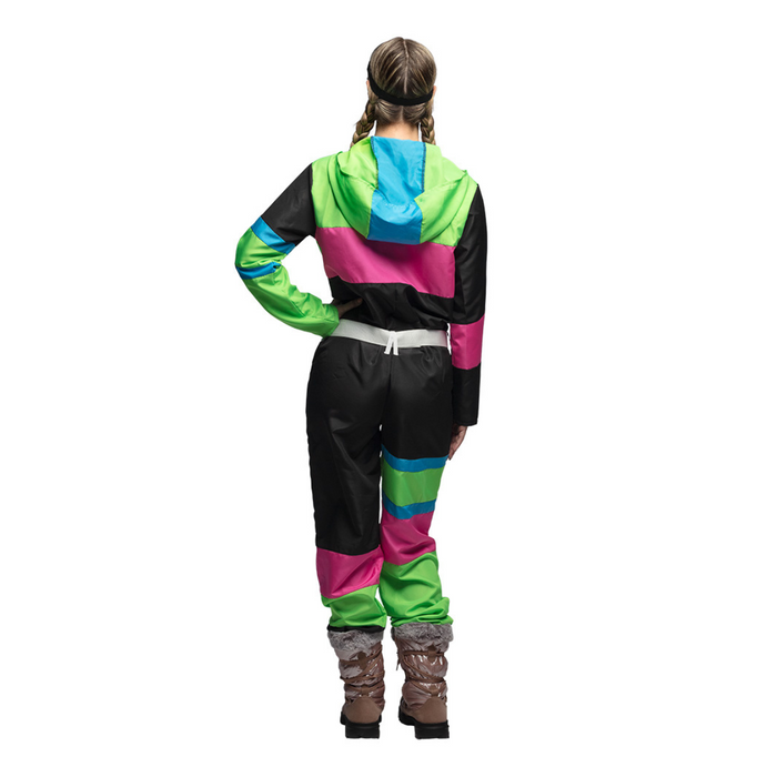 Kostüm Skianzug 80’s Frau schwarz-bunt