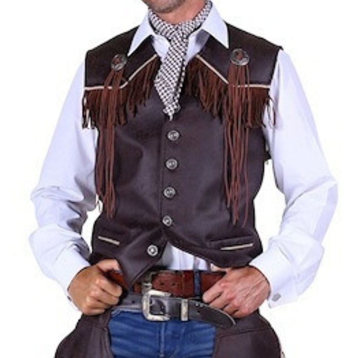 Kostüm Cowboyweste Lederimitat braun