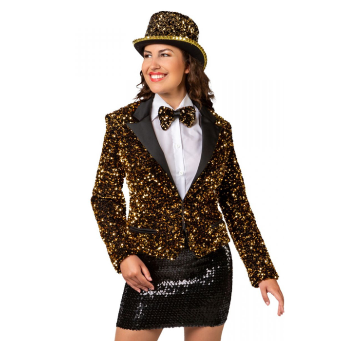 Fliege Pailletten gold