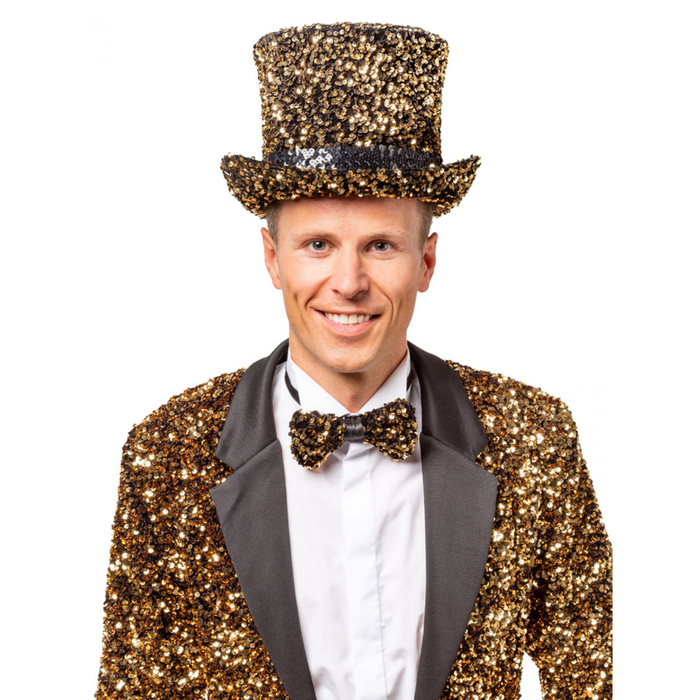 Fliege Pailletten gold