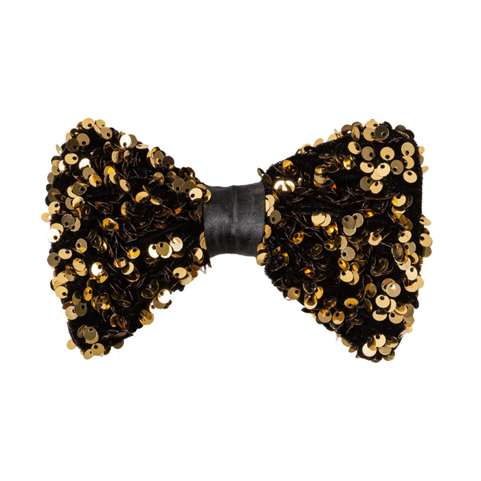 Fliege Pailletten gold