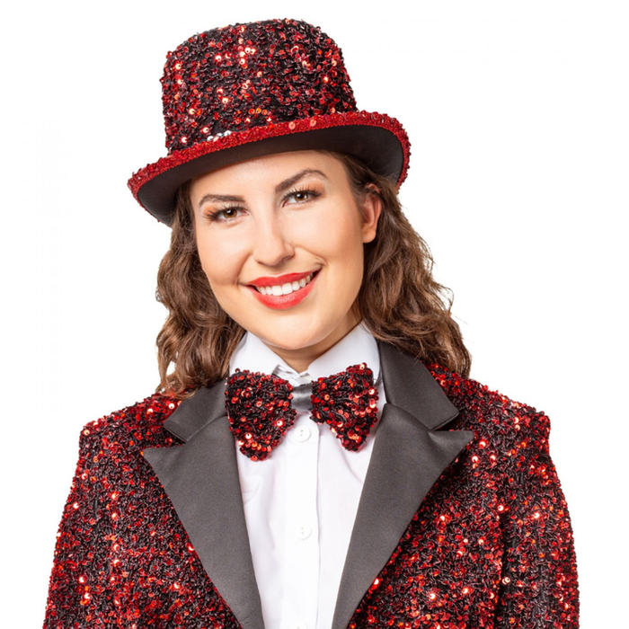 Fliege Pailletten rot