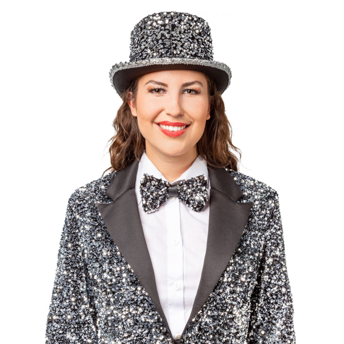 Fliege Pailletten silber