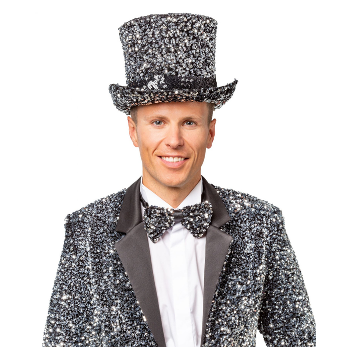 Fliege Pailletten silber