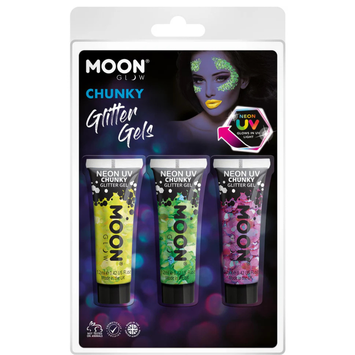 Glitzergel grob UV Neon Gelb - Grün - Violett