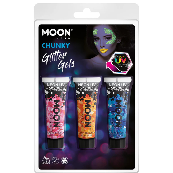 Glitzergel grob UV Neon Pink - Orange - Blau