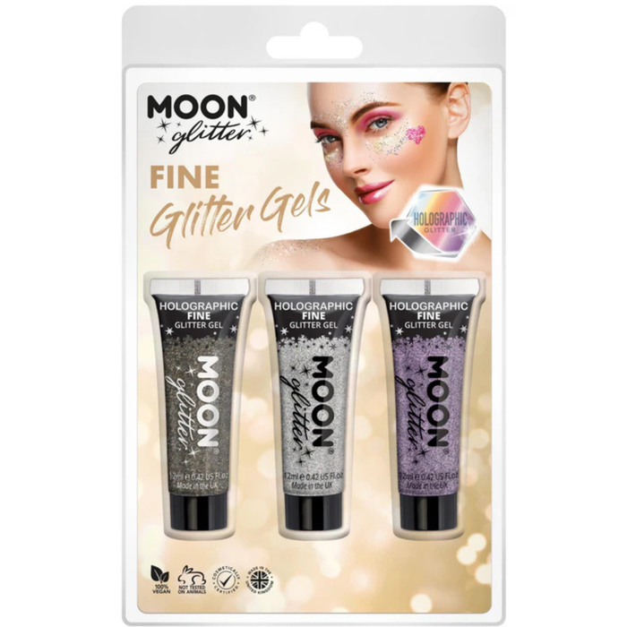 Glitzergel fein Schwarz - Silber - Violett