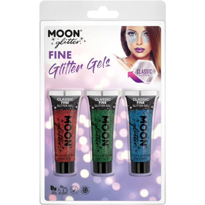 Glitzergel fein Rot - Grün - Blau