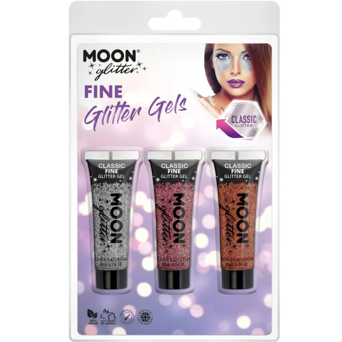 Glitzergel fein Silber - Pink - Bronze