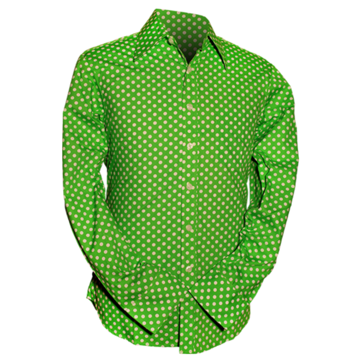 Hemd Chenaski grün weiss Tupfen