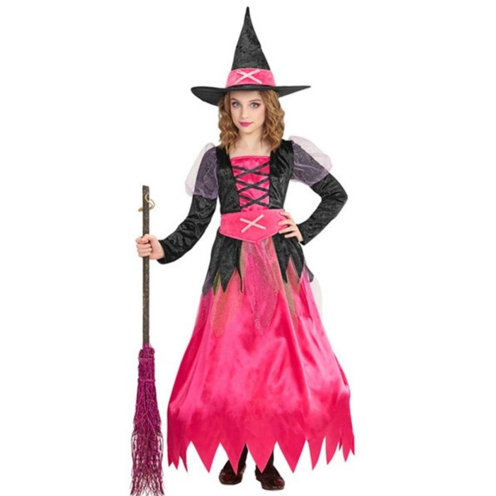 Kinderkostüm Hexli pink-schwarz