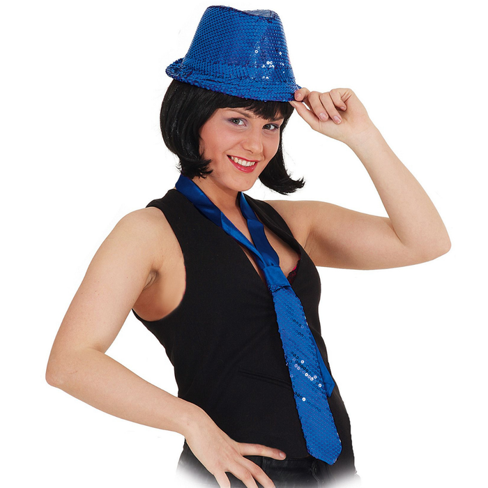 Paillettenkrawatte blau