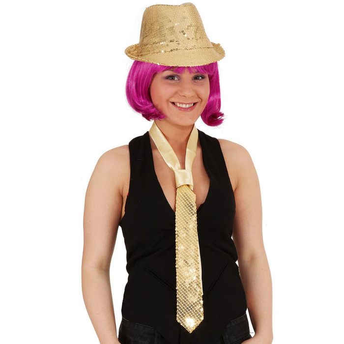 Paillettenkrawatte gold