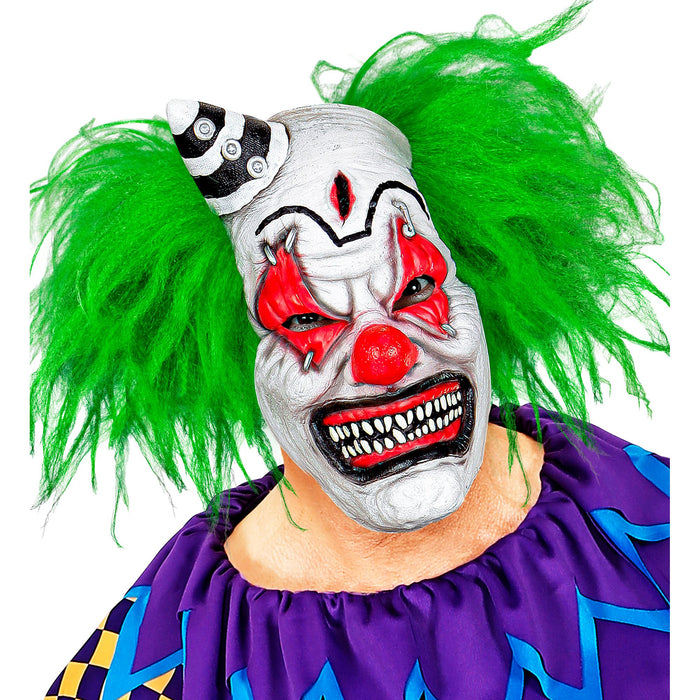 Maske Killerclown mit grünen Haaren