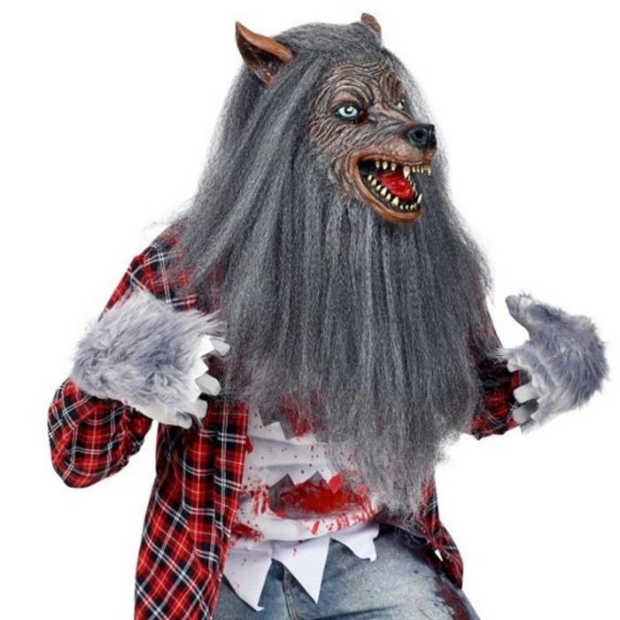 Maske Werwolf mit langen Haaren