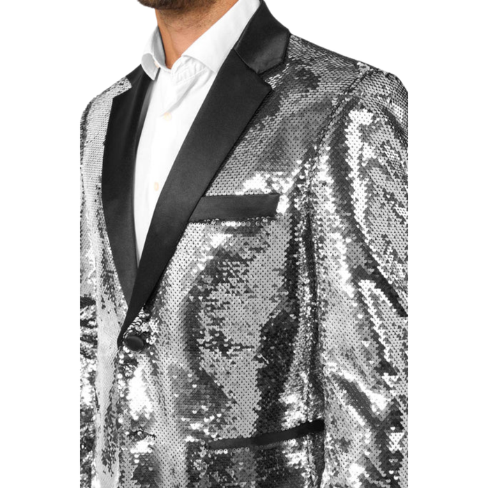 Kostüm Blazer Pailletten Silber