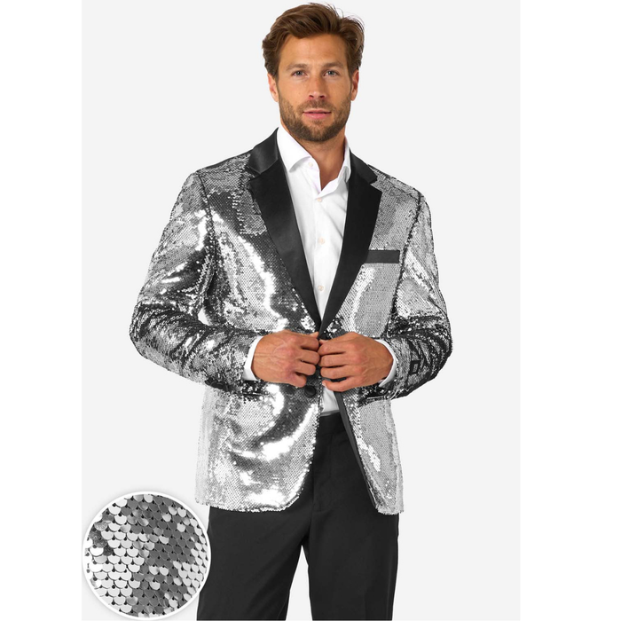 Kostüm Blazer Pailletten Silber