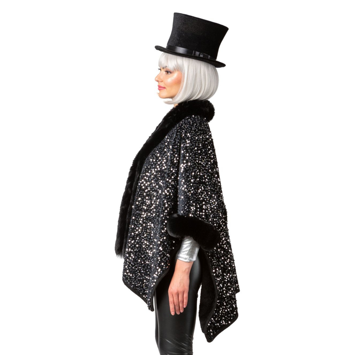 Paillettenponcho schwarz-silber