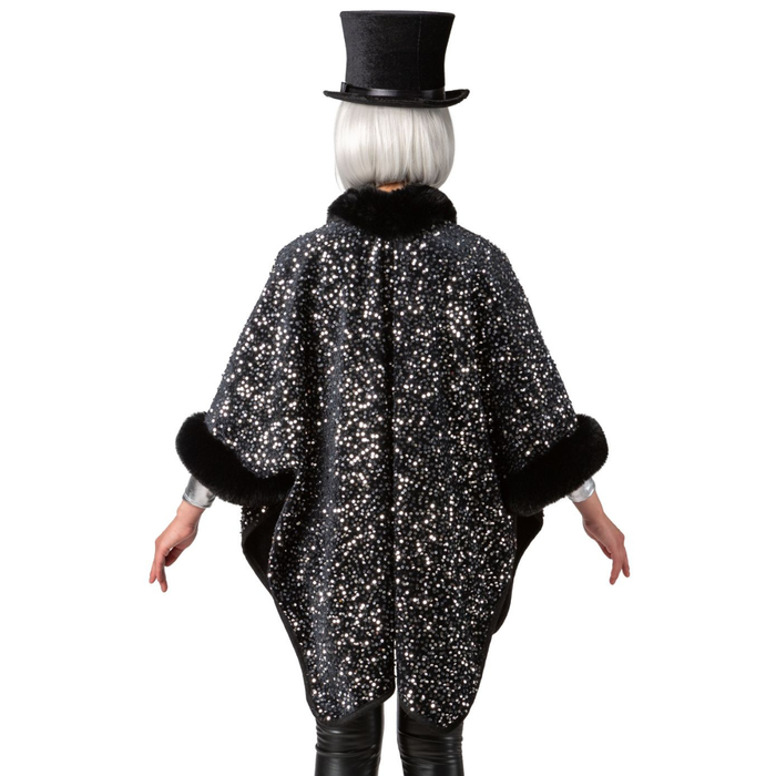 Paillettenponcho schwarz-silber