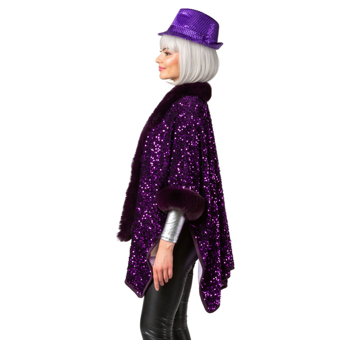 Paillettenponcho violett
