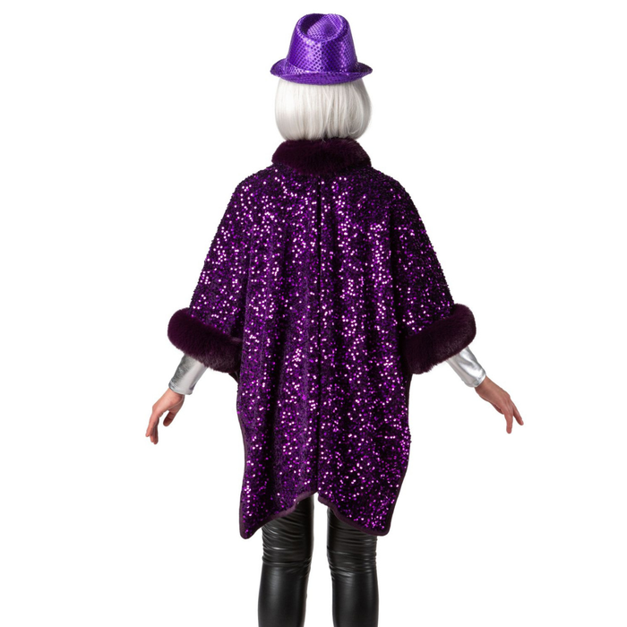 Paillettenponcho violett