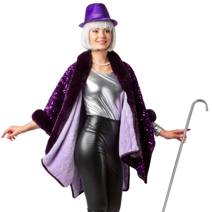 Paillettenponcho violett