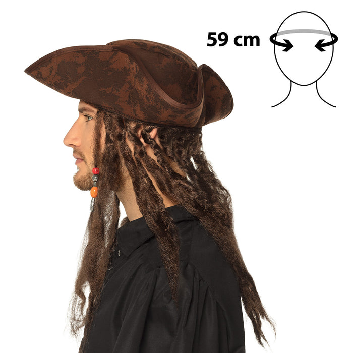 Piratenhut Dirty Joe mit Haar