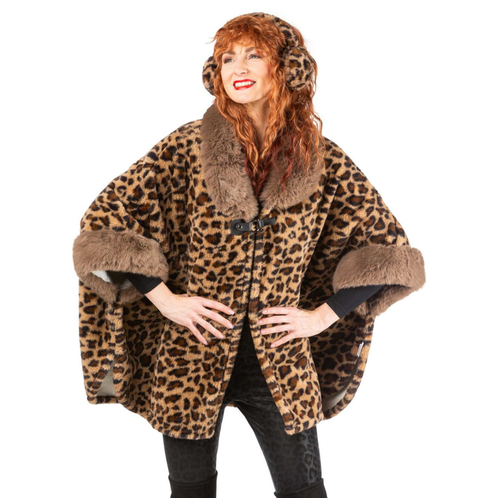 Kostüm Plüsch- Poncho Leopard