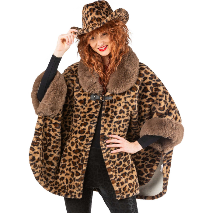 Kostüm Plüsch- Poncho Leopard