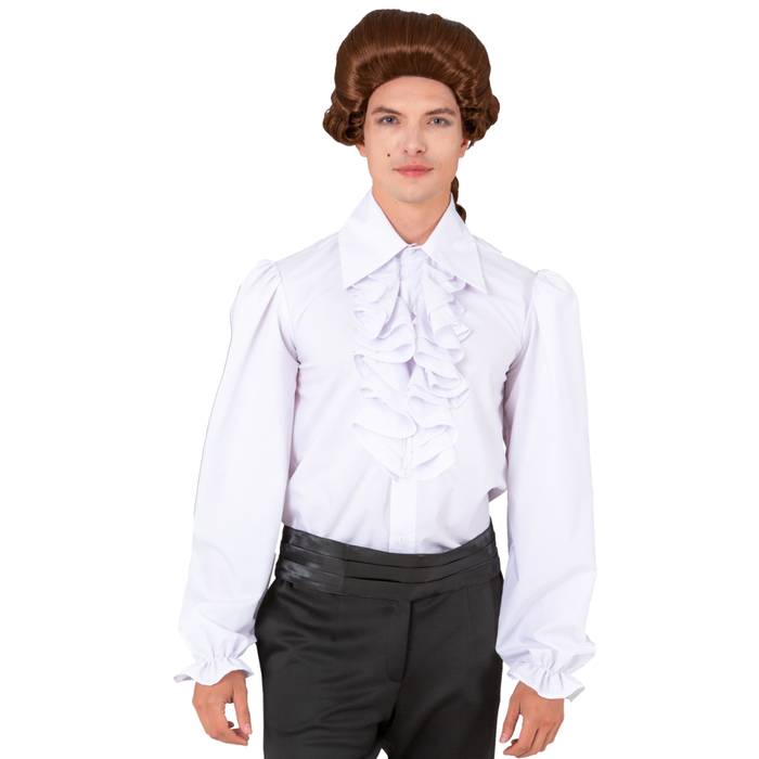 Kostüm Rüschenhemd mit langer Rüsche, weiss