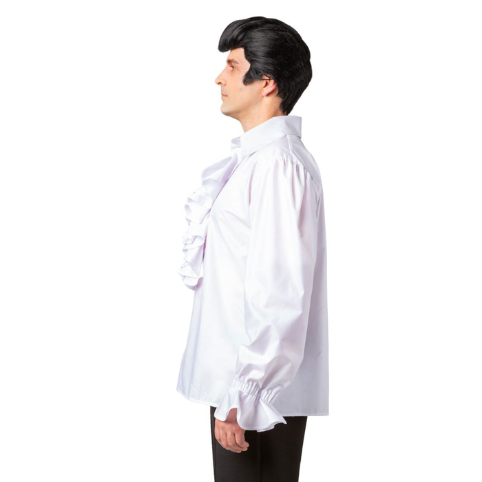 Kostüm Rüschenhemd mit langer Rüsche, weiss