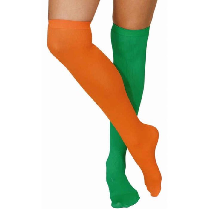 Überkniestrümpfe grün - orange