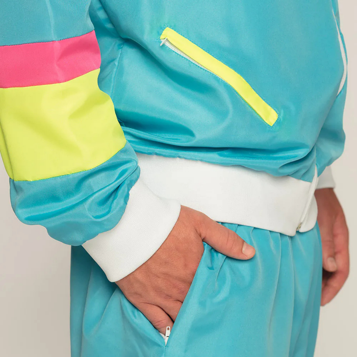 Kostüm Trainingsanzug Retro neonblau