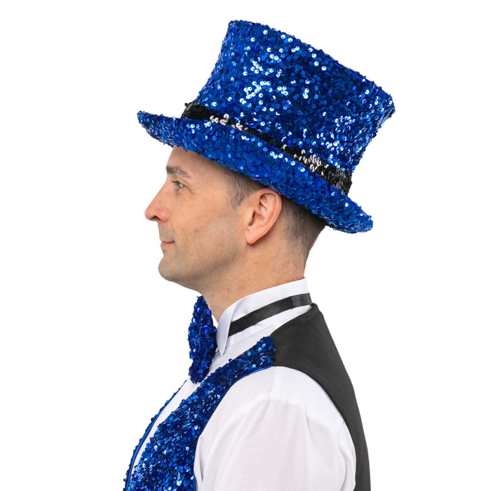 Zylinder Pailletten blau