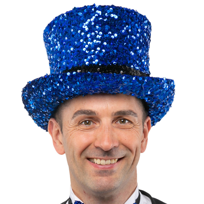 Zylinder Pailletten blau