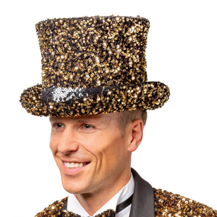 Zylinder Pailletten gold