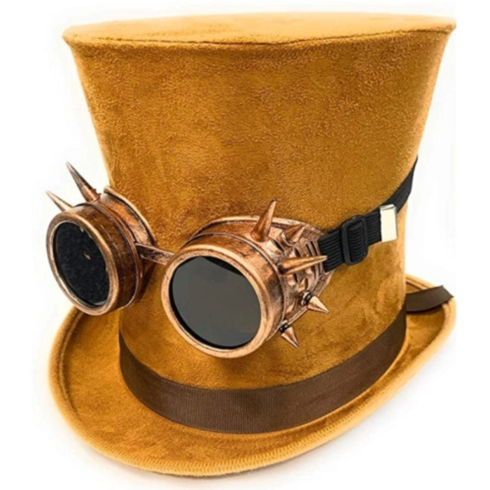 Zylinder Steampunk mit Brille braun