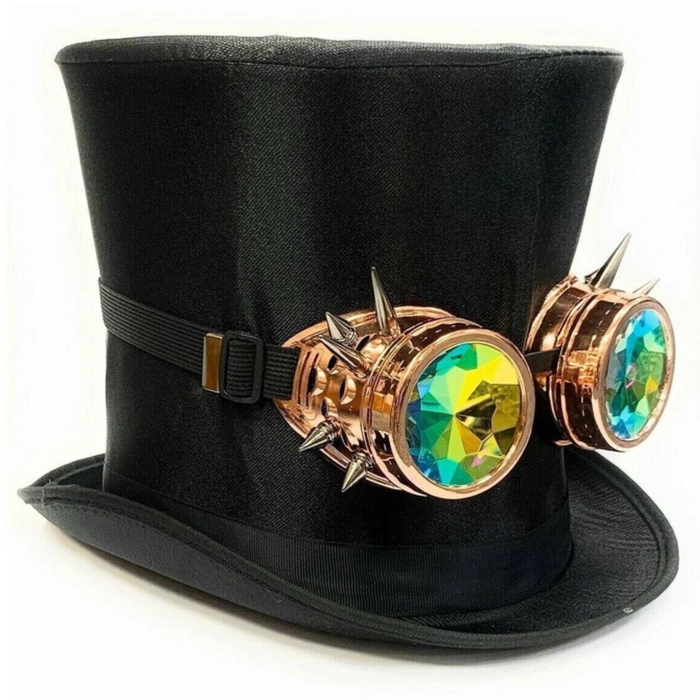 Zylinder Steampunk mit Brille schwarz